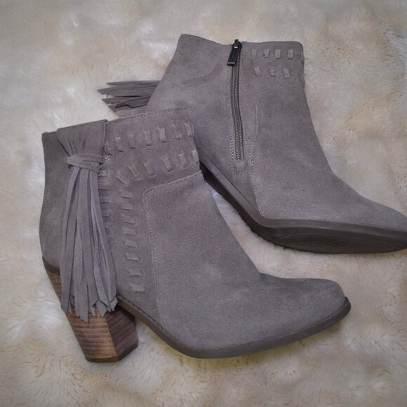 Jessica Simpson Suede Cowgirl Fringe Ankle Booties Brown Western Size 9.5 - Picture 12 of 13